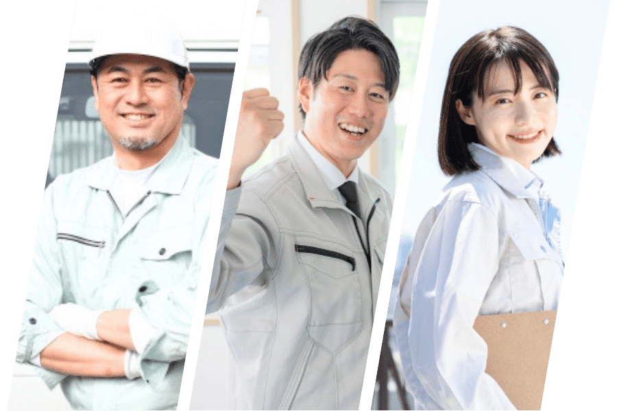 播磨谷建設で笑顔で働く若手・中堅の男性、女性メンバーのイメージ